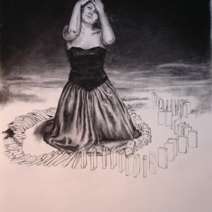 The domino girl - prosessbilde 2. Tegning av Elisabeth Berggren Hansen