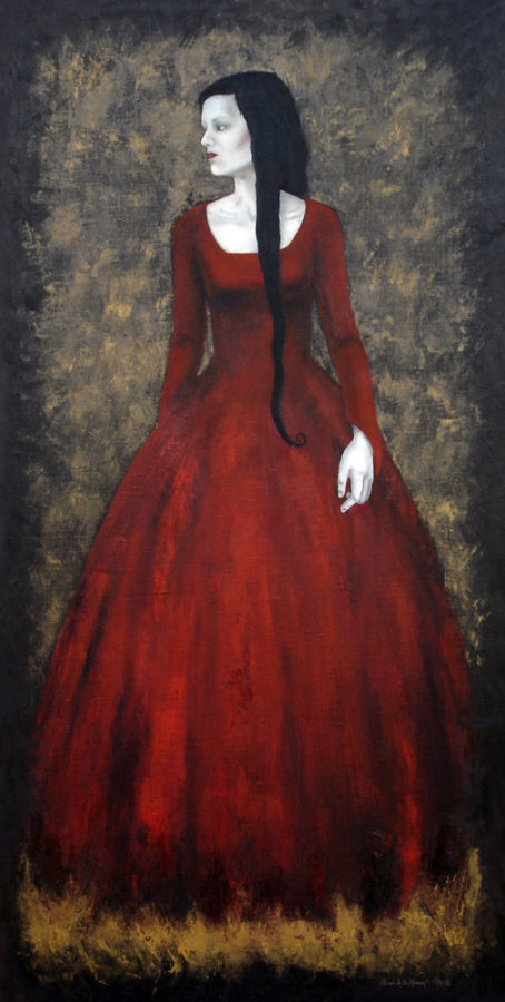 The red dress, painting by Elisabeth Berggren Hansen