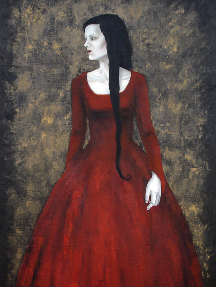 The red dress, painting by Elisabeth Berggren Hansen